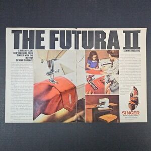 1974 Singer Futura II Sewing Machine Vintage Print Ad Self Lubricating‎ Office